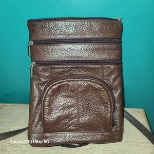 Dark Brown Leather Crossbody Bag